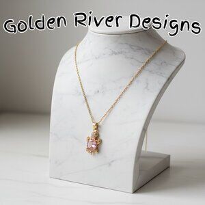 18K Gold Plated Zircon Pink Turtle Necklace